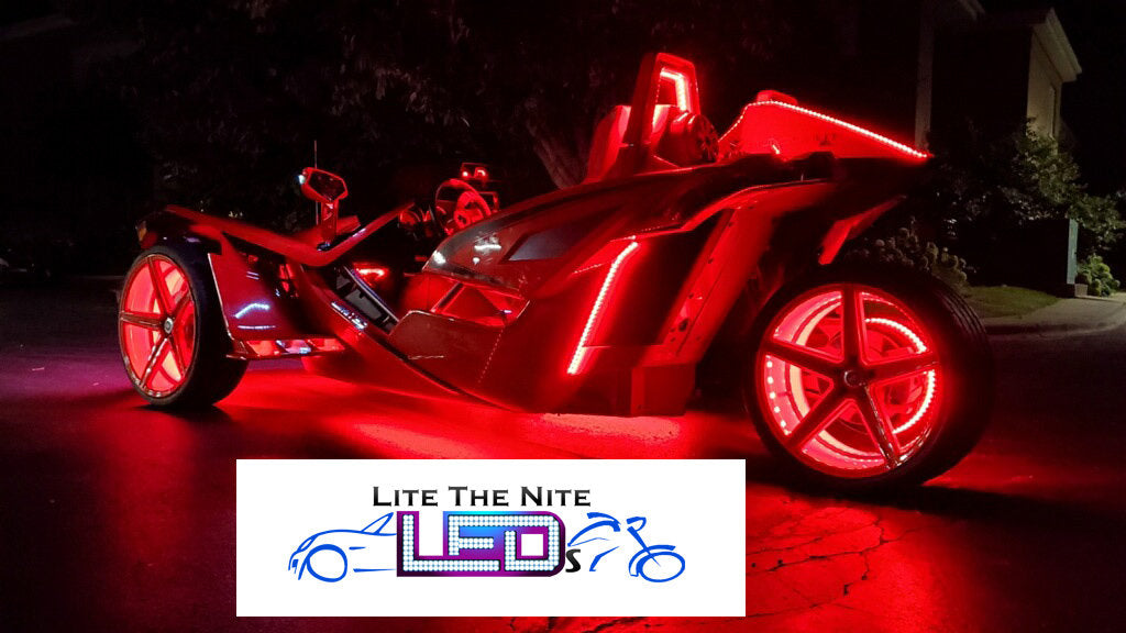 LITE THE NITE LEDS BLACKOUT CHASE (THREE STRIP) WHEEL RING KIT FOR THE POLARIS SLINGSHOT (2015-2024*)