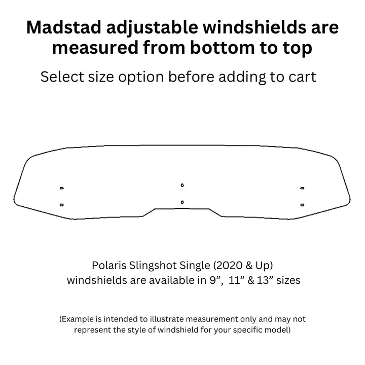MADSTAD ENGINEERING 13" ADJUSTABLE BLADE WINDSHIELD SYSTEM FOR THE POLARIS SLINGSHOT (2020-2024)