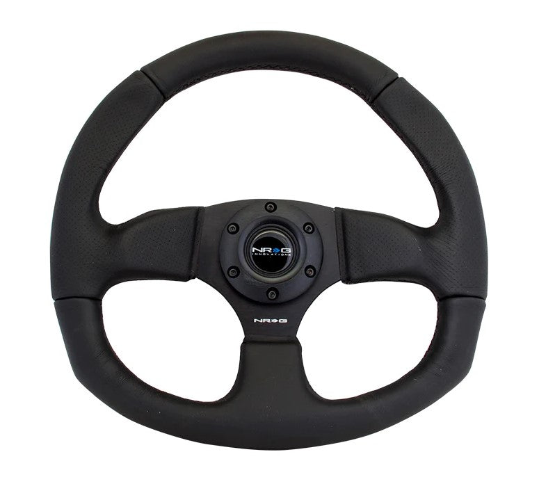 NRG FLAT BOTTOM STEERING WHEEL BLACK STITCH