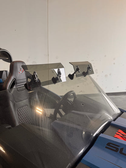 TD Polaris Slingshot Wind Deflector Set — Adjustable Clamp-On Windshield Shield, 2-Panel 2015-2026+