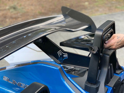 TWIST DYNAMICS REAR CARBON FIBER WING KIT (INCLUDES MOUNTING BRACKETS) FOR THE POLARIS SLINGSHOT (2017-2024 | SQUARE ROLL HOOP ONLY)